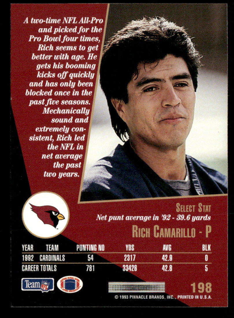 Rich Camarillo 1993 Select #198 Phoenix Cardinals