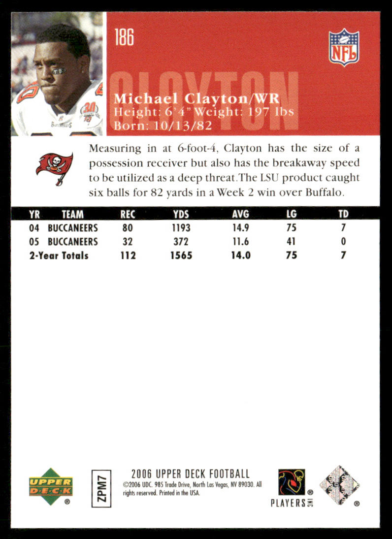 Michael Clayton 2006 Upper Deck #186 Tampa Bay Buccaneers