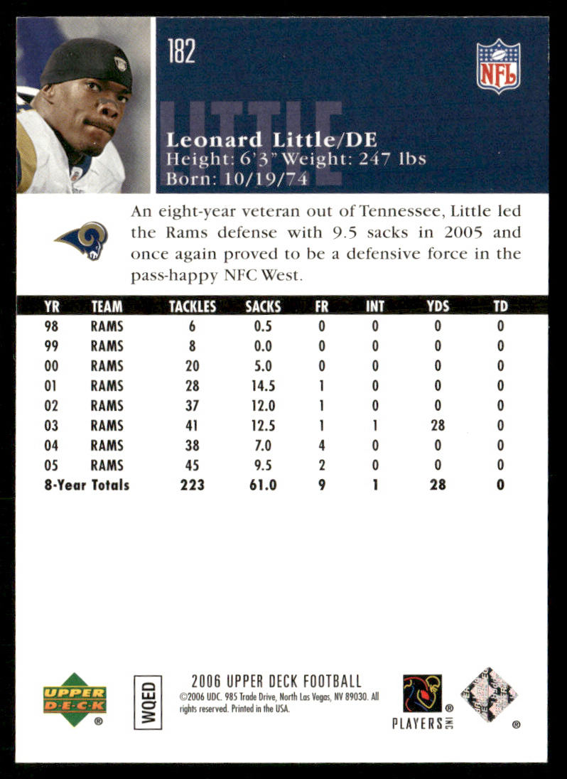 Leonard Little 2006 Upper Deck #182 St. Louis Rams