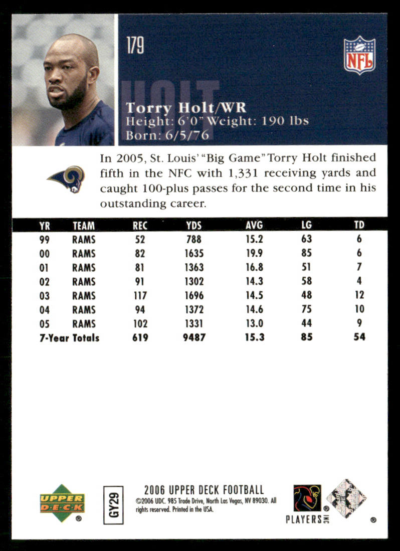 Torry Holt 2006 Upper Deck #179 St. Louis Rams