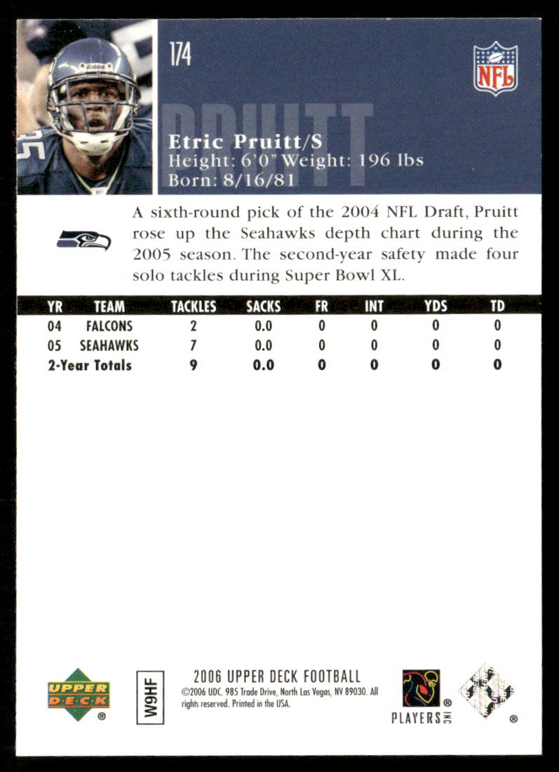 Etric Pruitt 2006 Upper Deck #174 Seattle Seahawks
