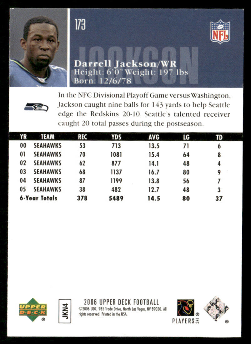 Darrell Jackson 2006 Upper Deck #173 Seattle Seahawks