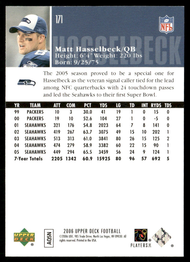 Matt Hasselbeck 2006 Upper Deck #171 Seattle Seahawks