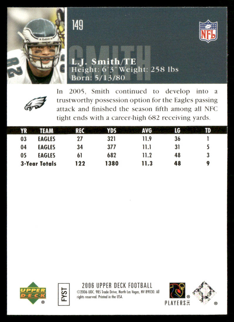 L.J. Smith 2006 Upper Deck #149 Philadelphia Eagles