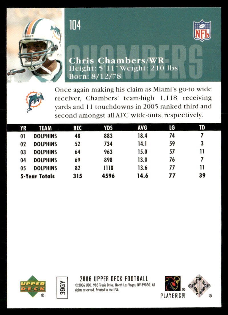 Chris Chambers 2006 Upper Deck #104 Miami Dolphins