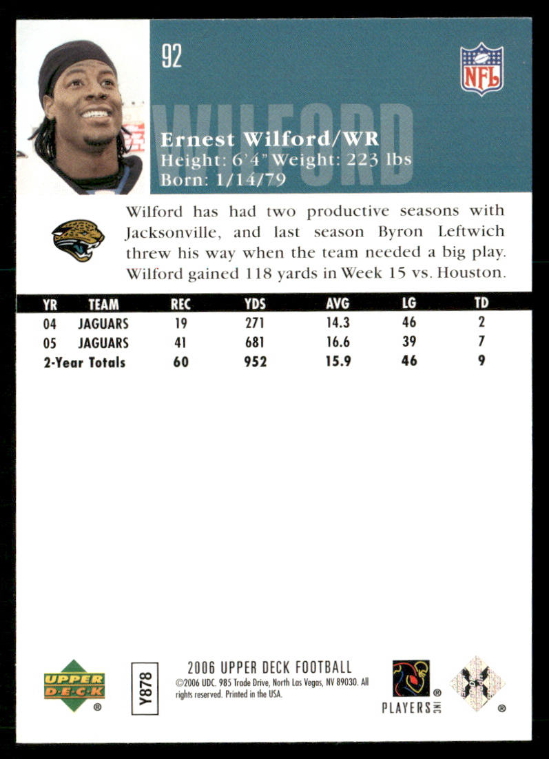 Ernest Wilford 2006 Upper Deck #92 Jacksonville Jaguars
