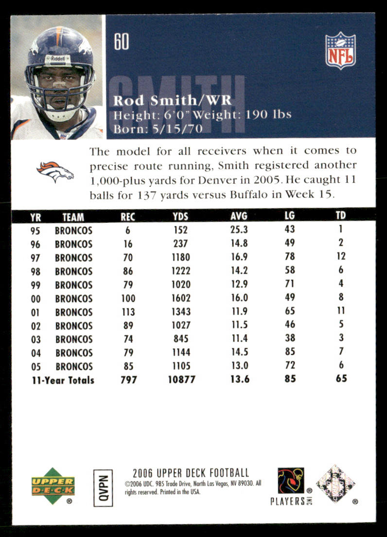 Rod Smith 2006 Upper Deck #60 Denver Broncos