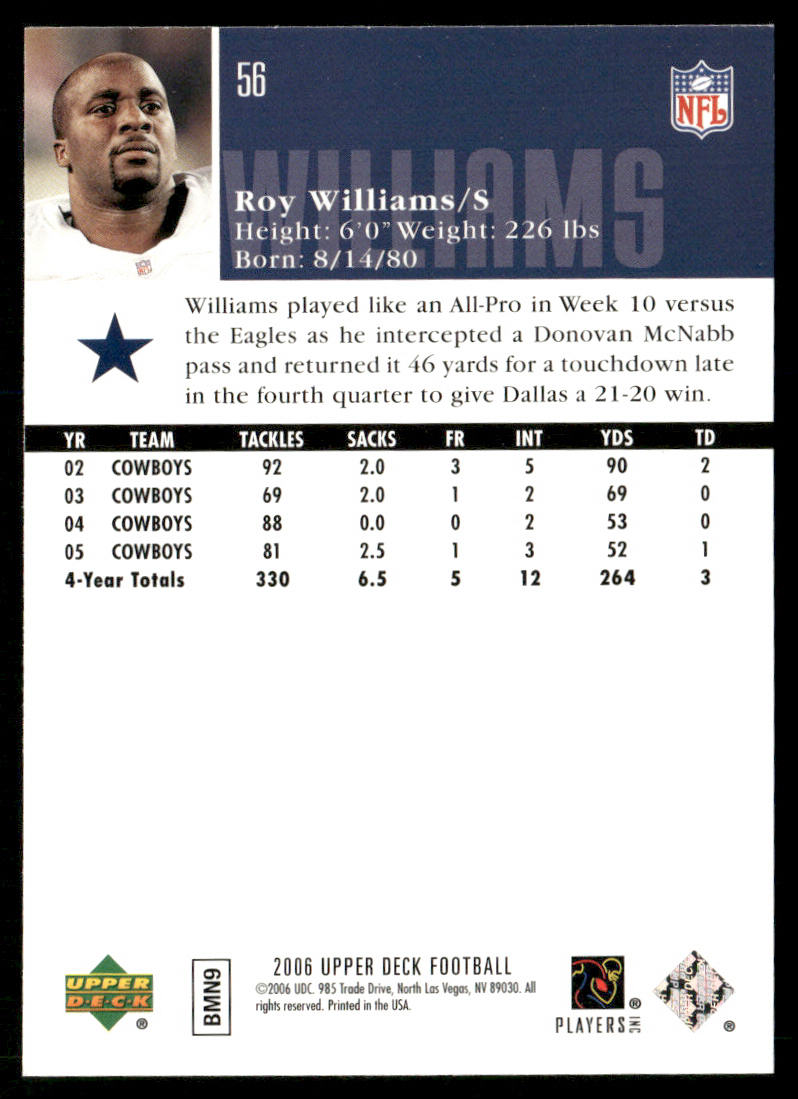 Roy Williams 2006 Upper Deck #56 Dallas Cowboys