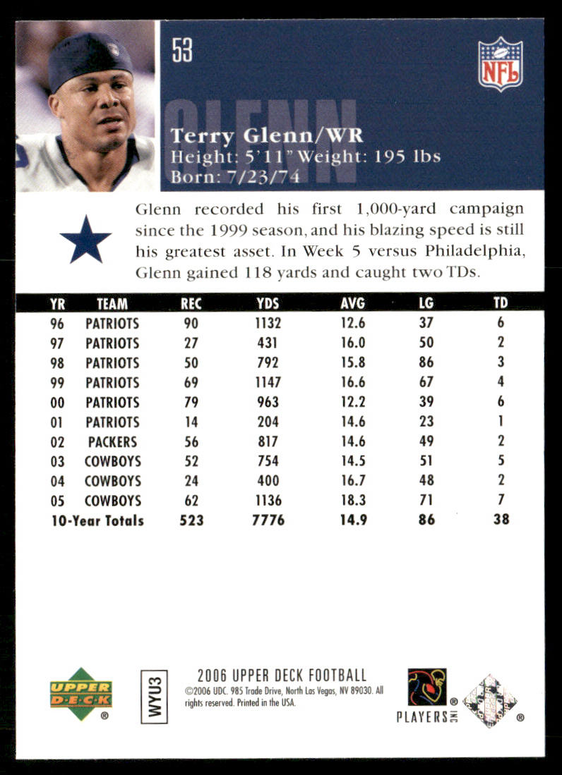 Terry Glenn 2006 Upper Deck #53 Dallas Cowboys