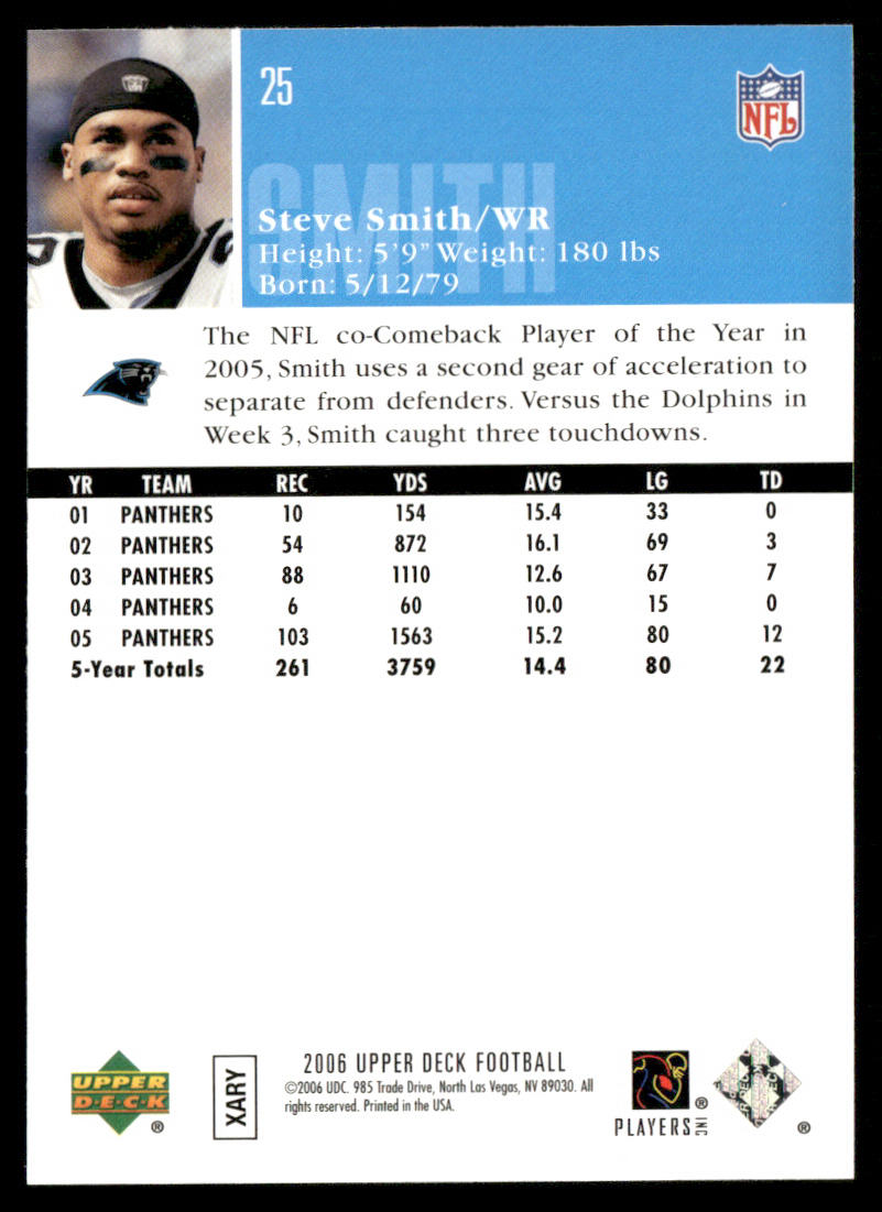 Steve Smith 2006 Upper Deck #25 Carolina Panthers