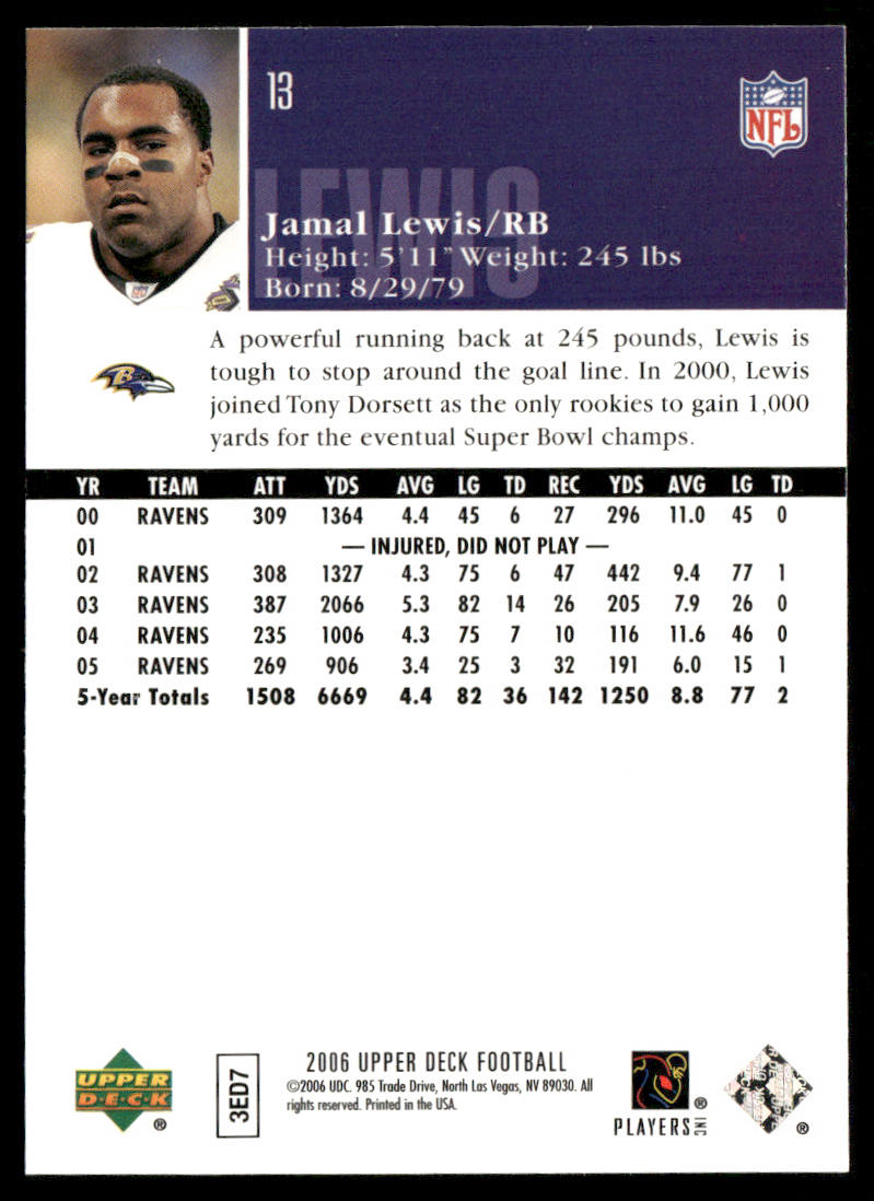 Jamal Lewis 2006 Upper Deck #13 Baltimore Ravens
