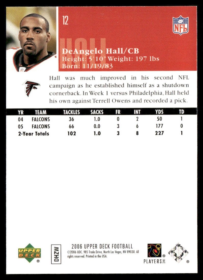 DeAngelo Hall 2006 Upper Deck #12 Atlanta Falcons