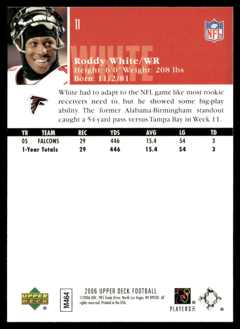 Roddy White 2006 Upper Deck #11 Atlanta Falcons