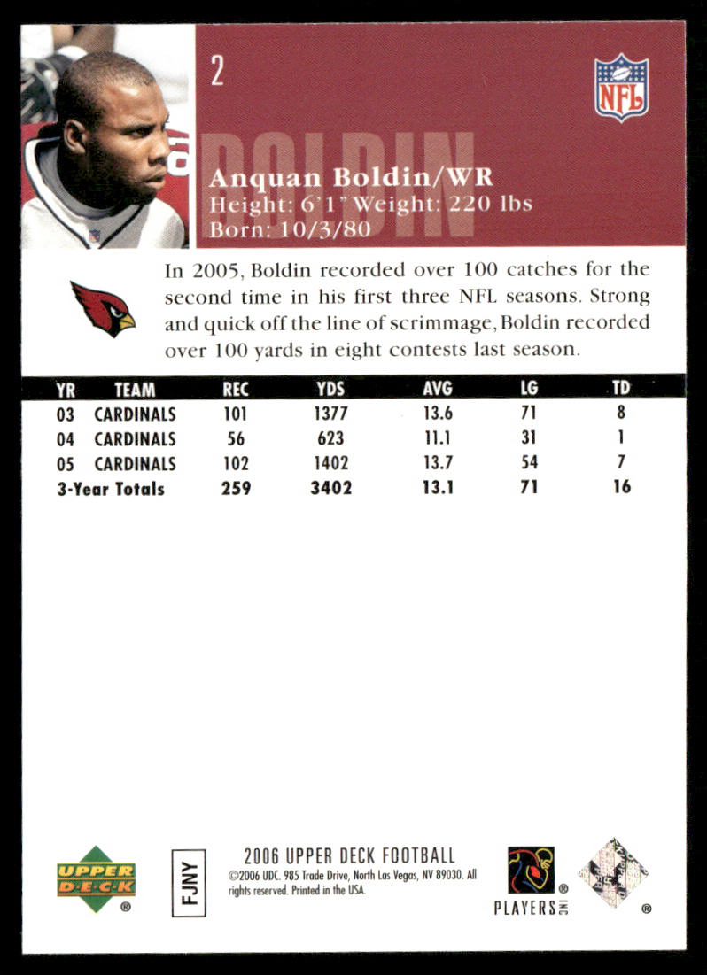 Anquan Boldin 2006 Upper Deck #2 Arizona Cardinals