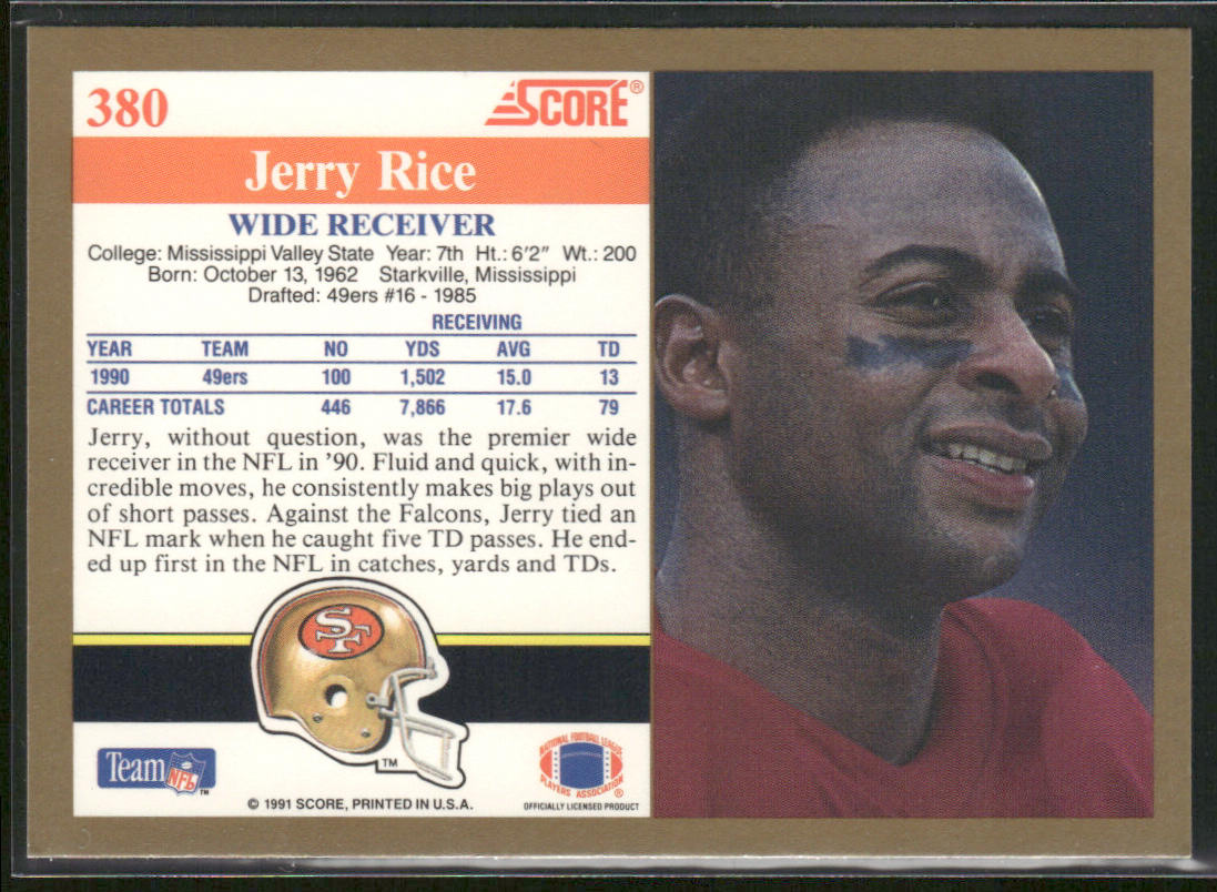 Jerry Rice 1991 Score #380 San Francisco 49ers