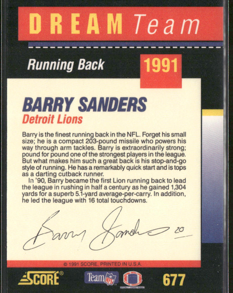 Barry Sanders 1991 Score #677 Detroit Lions