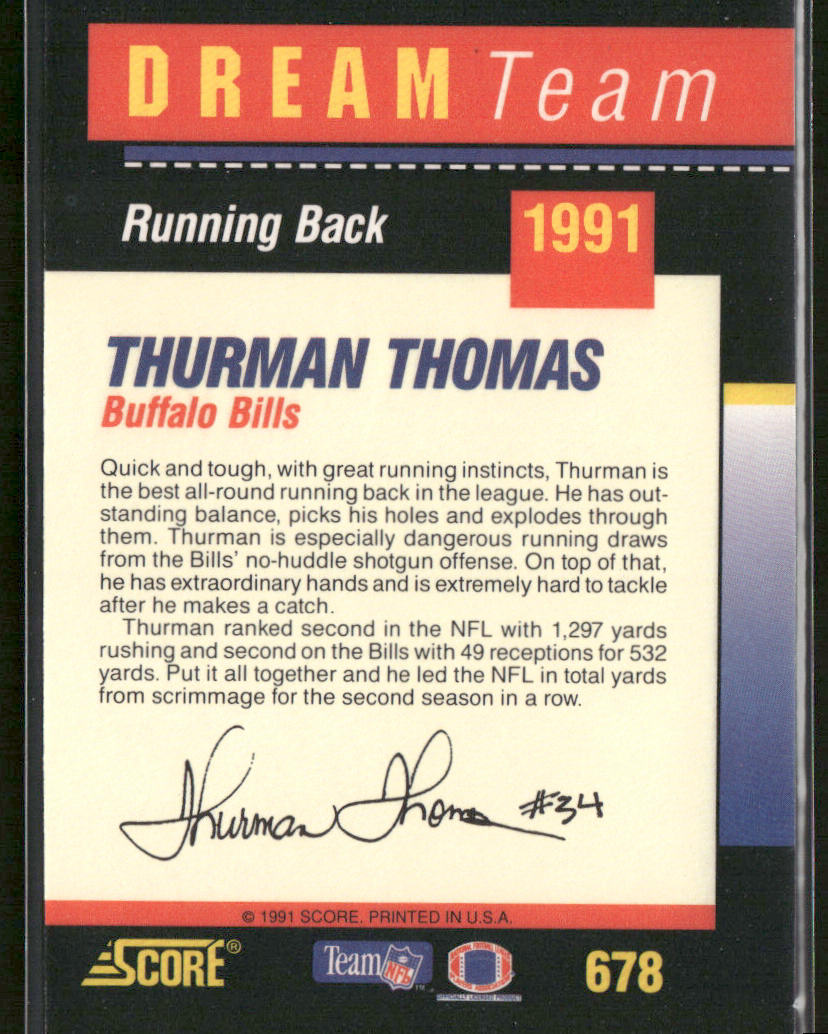 Thurman Thomas 1991 Score #678 Buffalo Bills