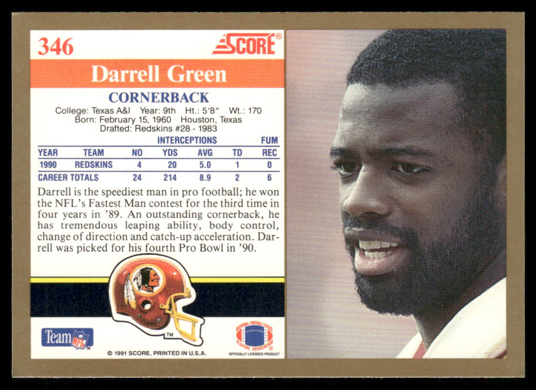 Darrell Green 1991 Score #346 Washington Redskins