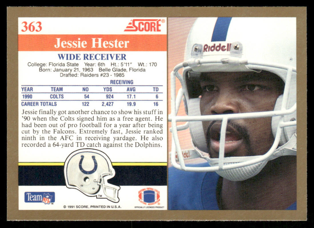 Jessie Hester 1991 Score #363 Indianapolis Colts