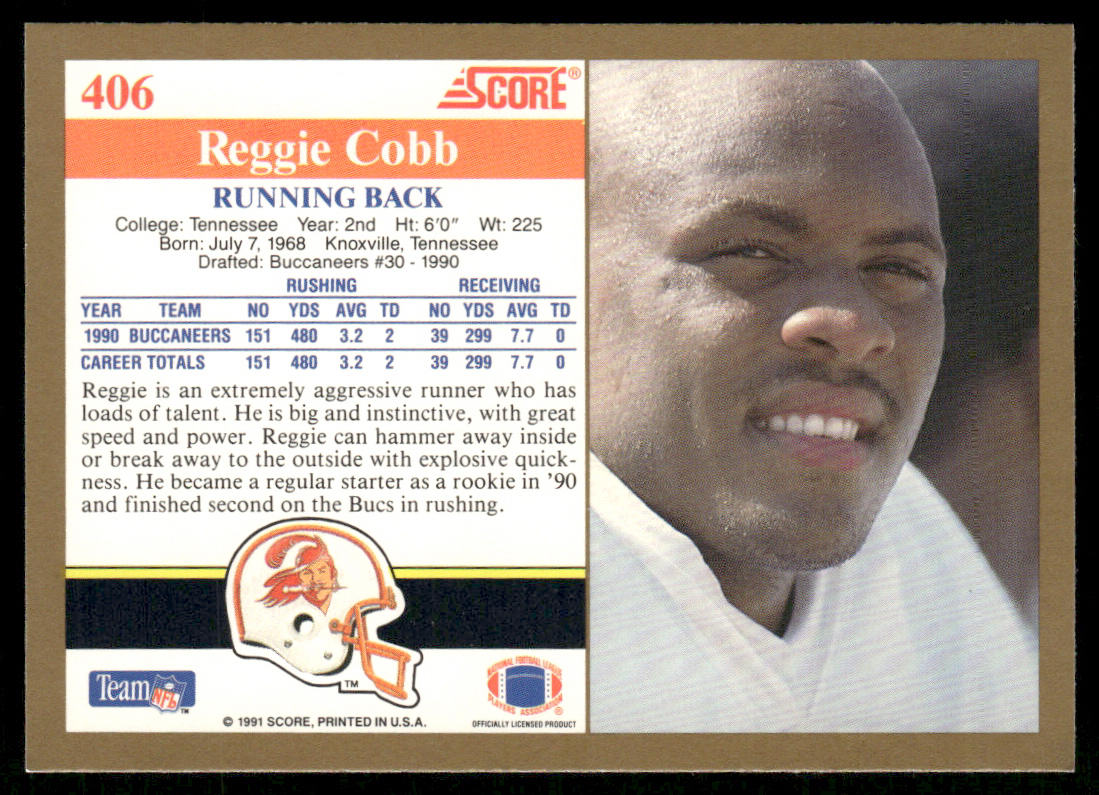 Reggie Cobb 1991 Score #406 Tampa Bay Buccaneers