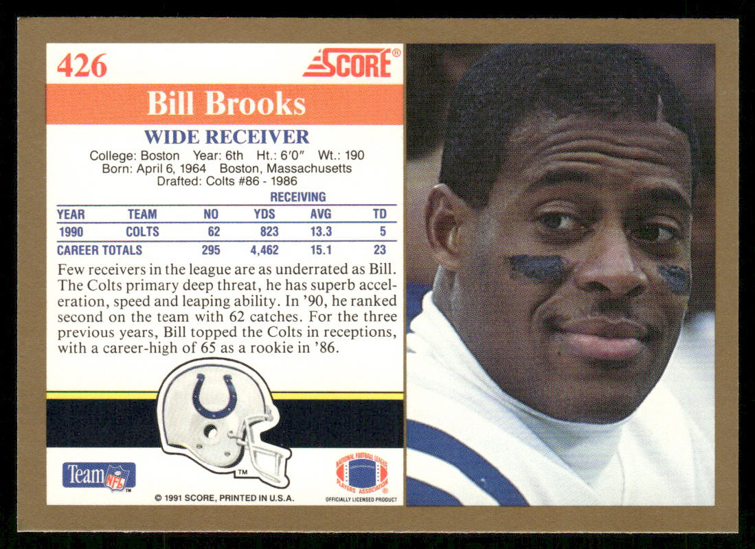 Bill Brooks 1991 Score #426 Indianapolis Colts