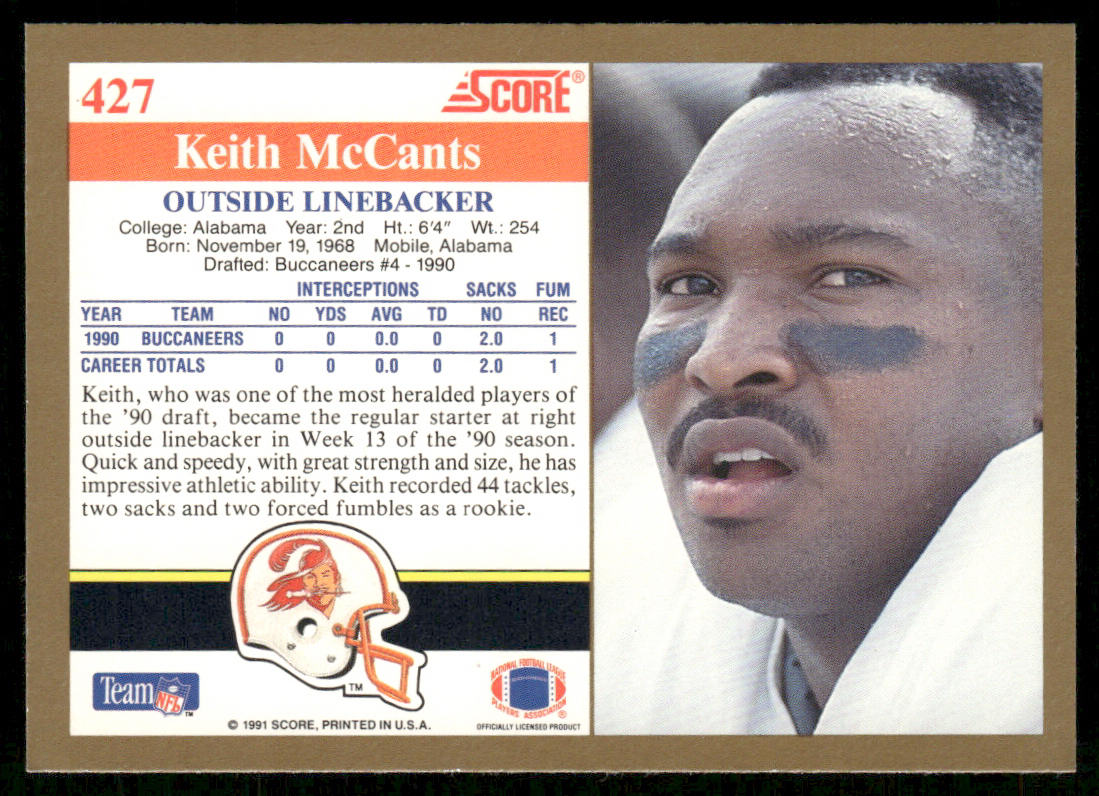 Keith McCants 1991 Score #427 Tampa Bay Buccaneers