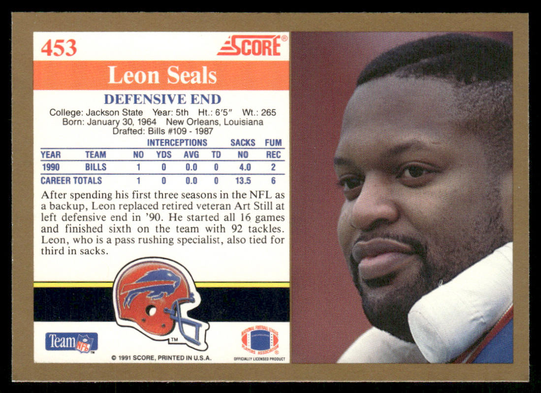 Leon Seals 1991 Score #453 Buffalo Bills
