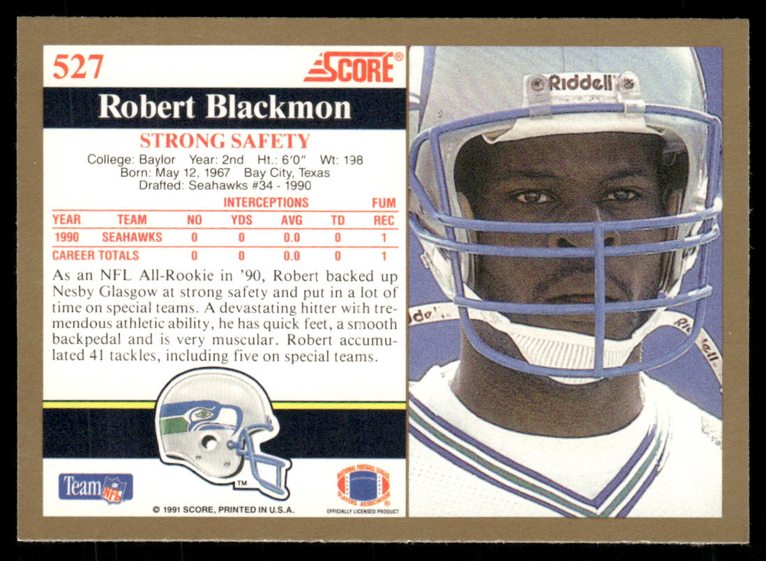 Robert Blackmon 1991 Score #527 Seattle Seahawks
