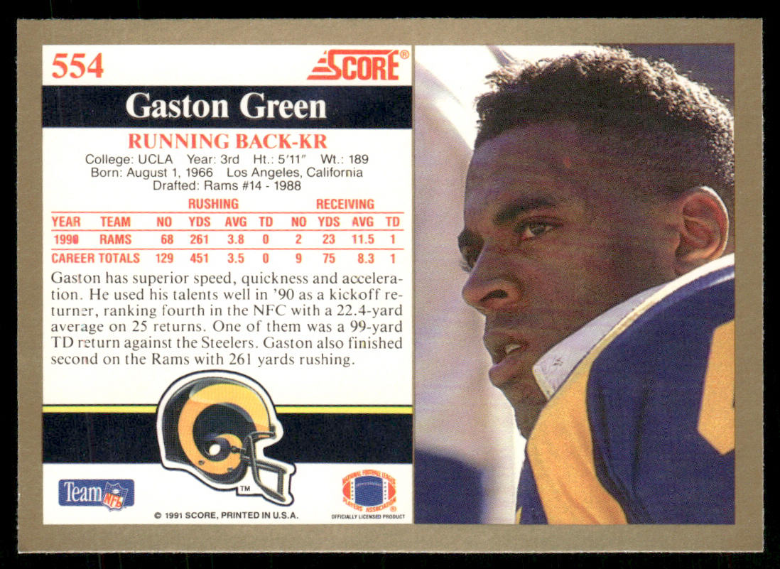 Gaston Green 1991 Score #554 Los Angeles Rams