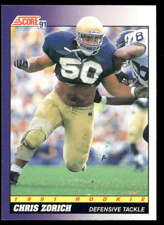 Chris Zorich 1991 Score #579 RC Notre Dame Fighting Irish