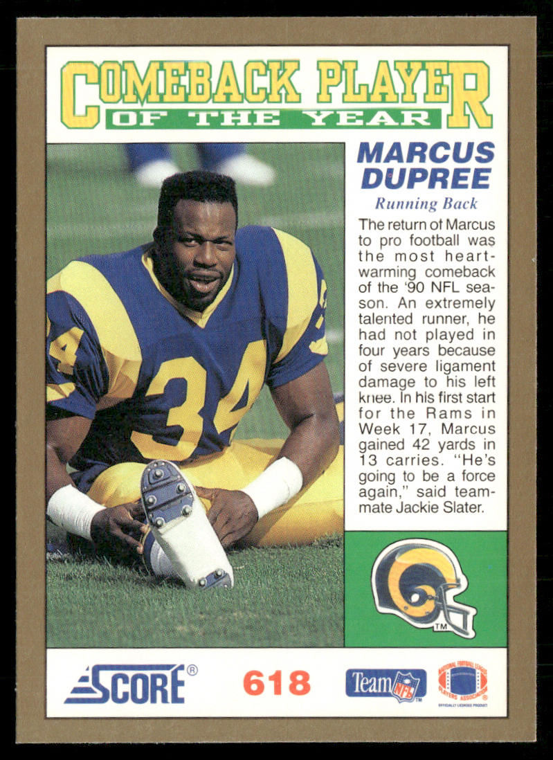 Marcus Dupree 1991 Score #618 Los Angeles Rams