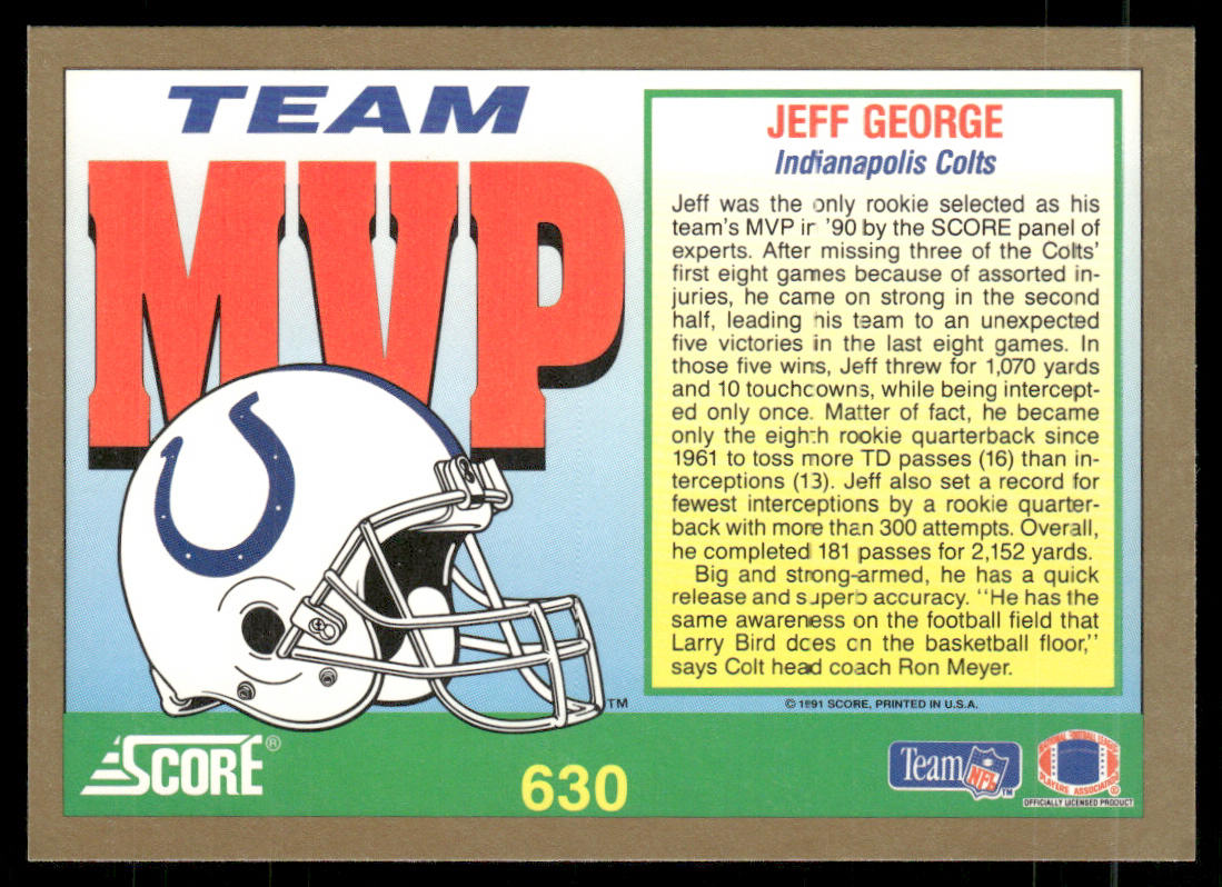 Jeff George 1991 Score #630 Indianapolis Colts