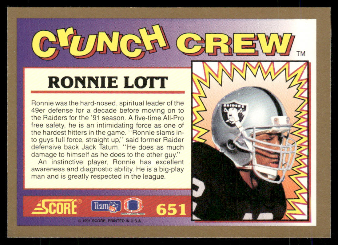 Ronnie Lott 1991 Score #651 Los Angeles Raiders