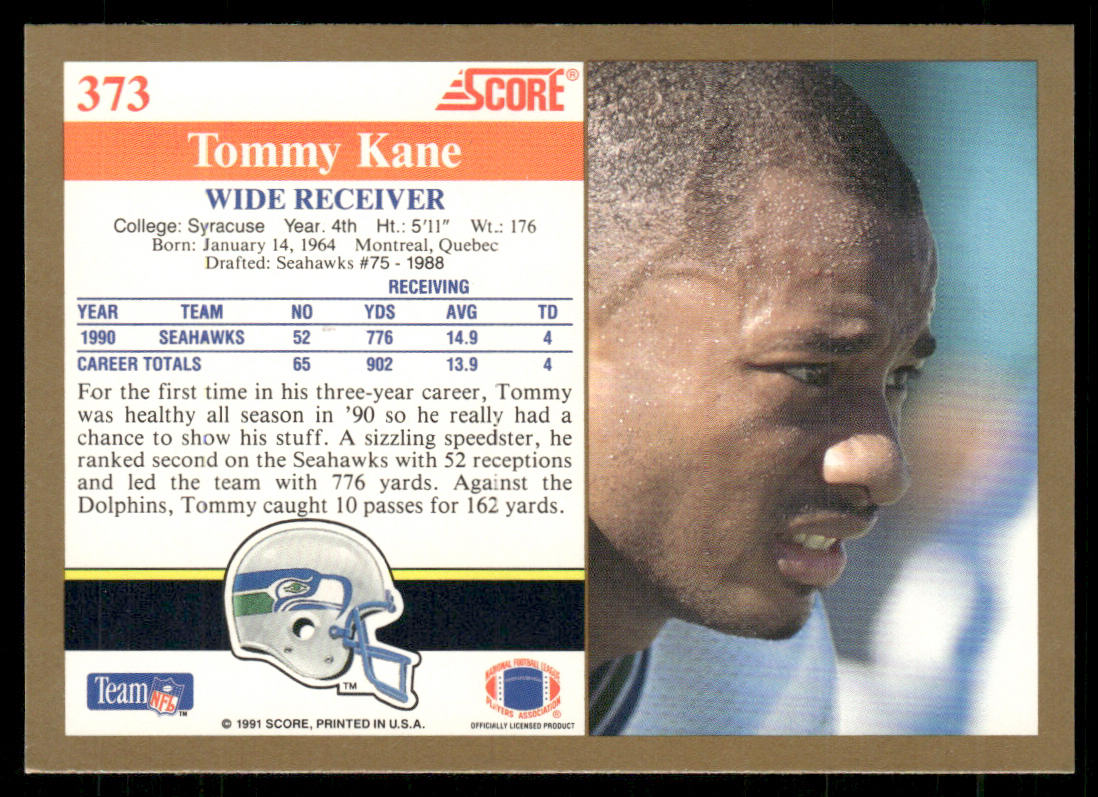 Tommy Kane 1991 Score #373 Seattle Seahawks