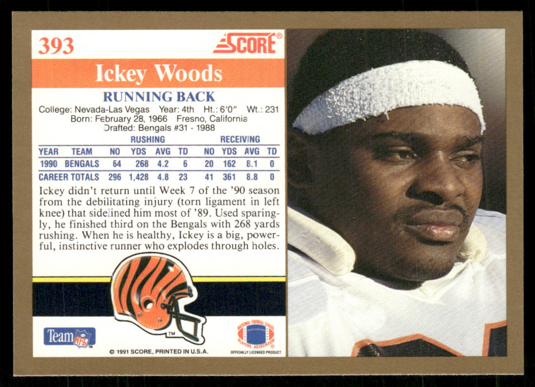 Ickey Woods 1991 Score #393 Cincinnati Bengals