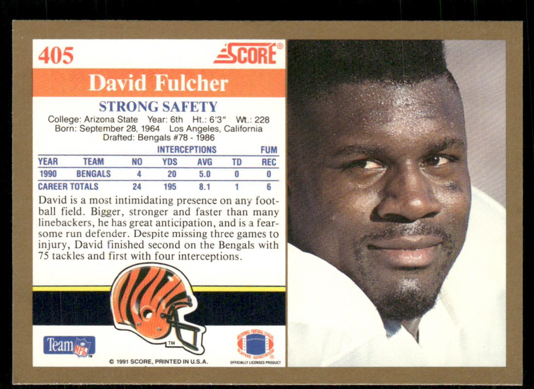 David Fulcher 1991 Score #405 Cincinnati Bengals