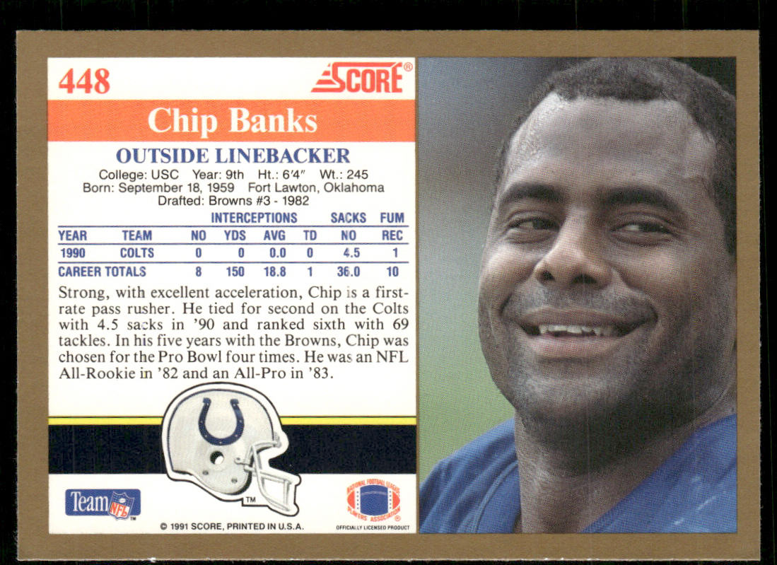 Chip Banks 1991 Score #448 Indianapolis Colts