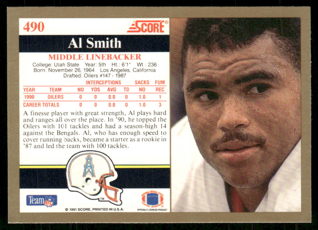 Al Smith 1991 Score #490 Houston Oilers