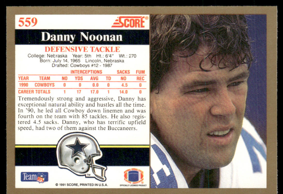 Danny Noonan 1991 Score #559 Dallas Cowboys