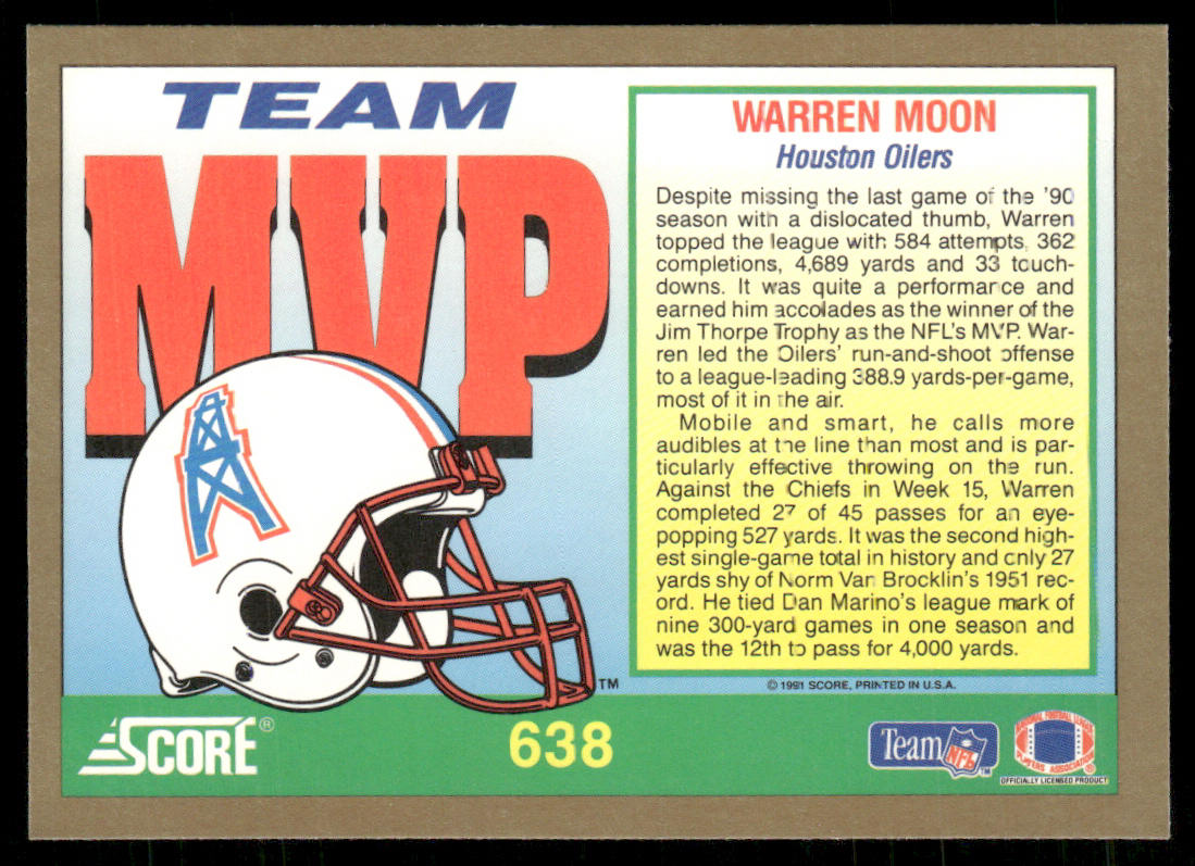 Warren Moon 1991 Score #638 Houston Oilers