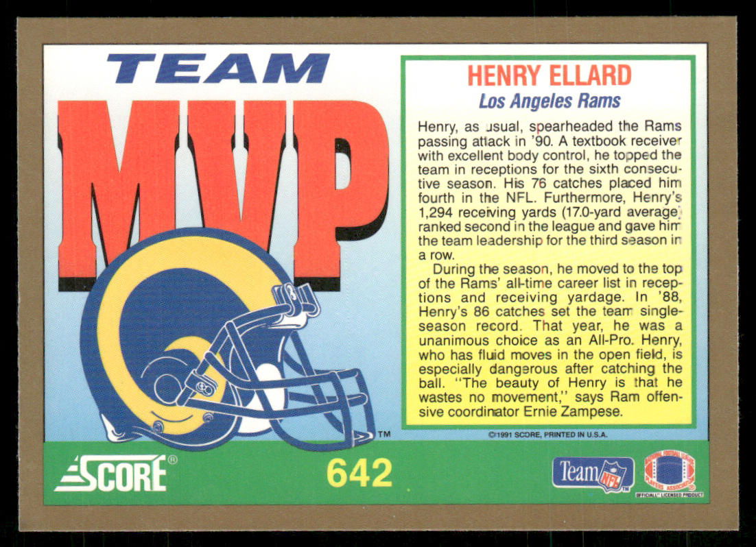 Henry Ellard 1991 Score #642 Los Angeles Rams