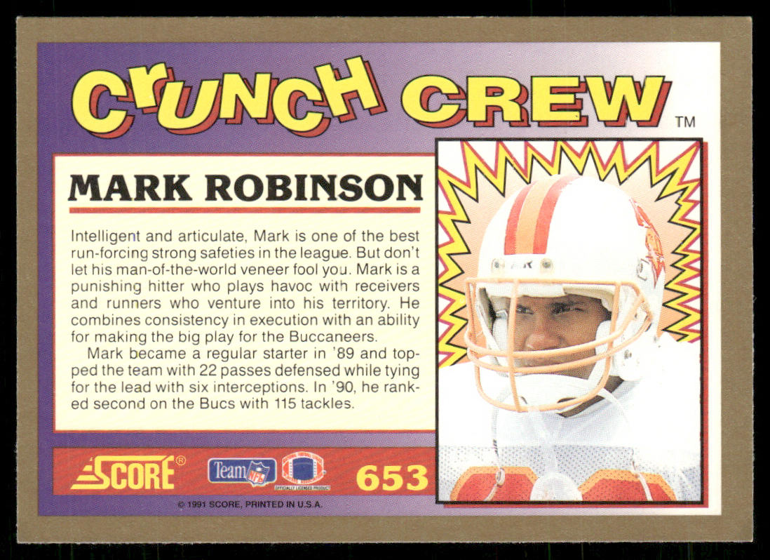 Mark Robinson 1991 Score #653 Tampa Bay Buccaneers