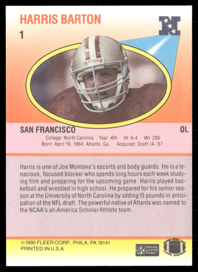 Harris Barton 1990 Fleer #1 San Francisco 49ers