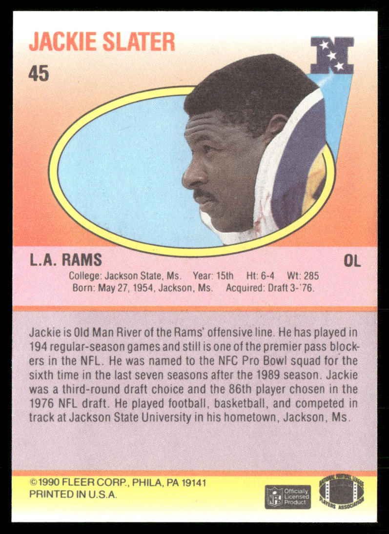 Jackie Slater 1990 Fleer #45 Los Angeles Rams