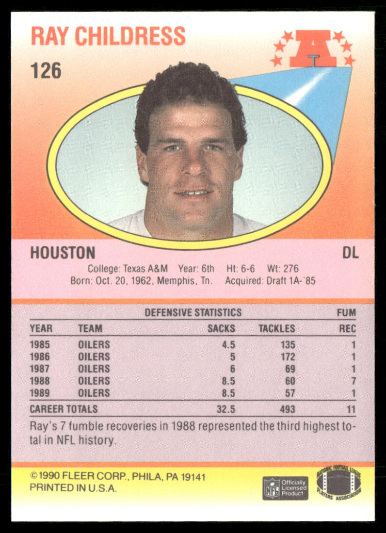 Ray Childress 1990 Fleer #126 Houston Oilers
