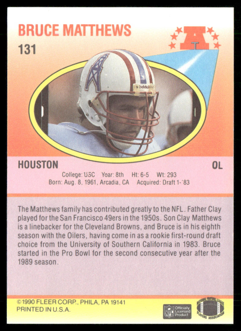 Bruce Matthews 1990 Fleer #131 Houston Oilers