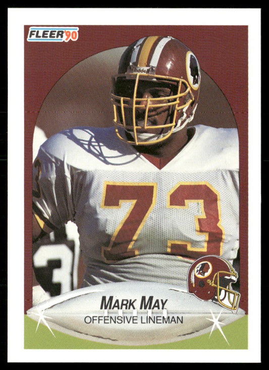 Mark May 1990 Fleer #162a black line above text on back Washington Redskins