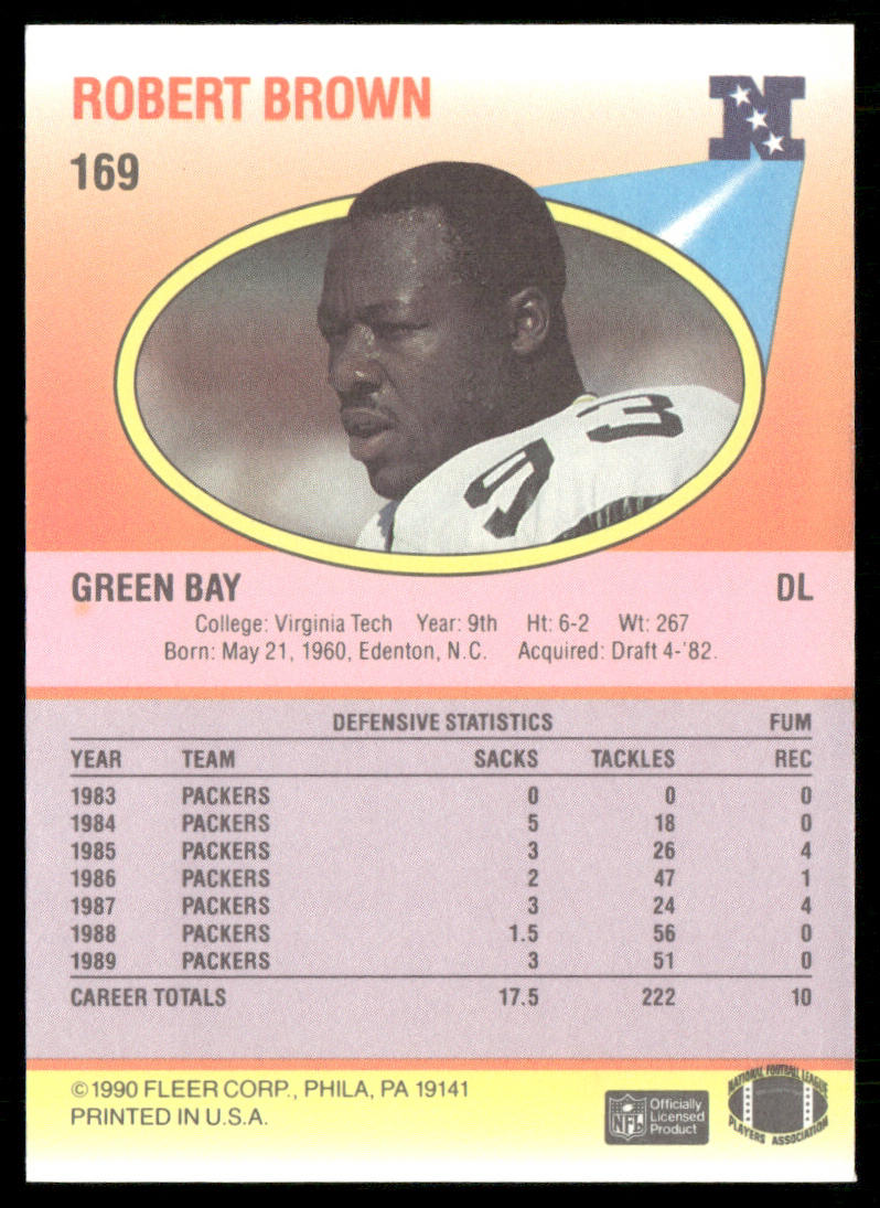 Robert Brown 1990 Fleer #169 RC Green Bay Packers