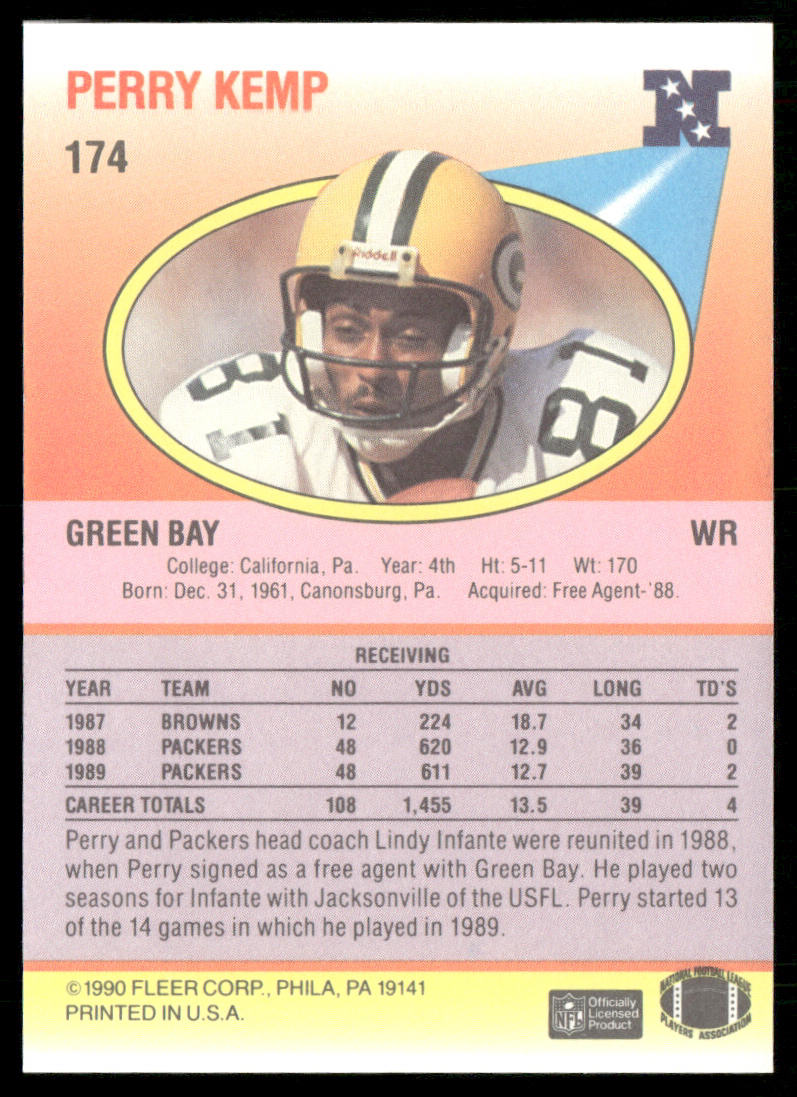 Perry Kemp 1990 Fleer #174 Green Bay Packers