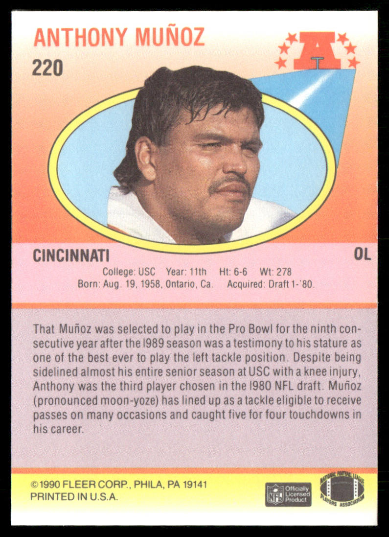 Anthony Muñoz 1990 Fleer #220 Cincinnati Bengals